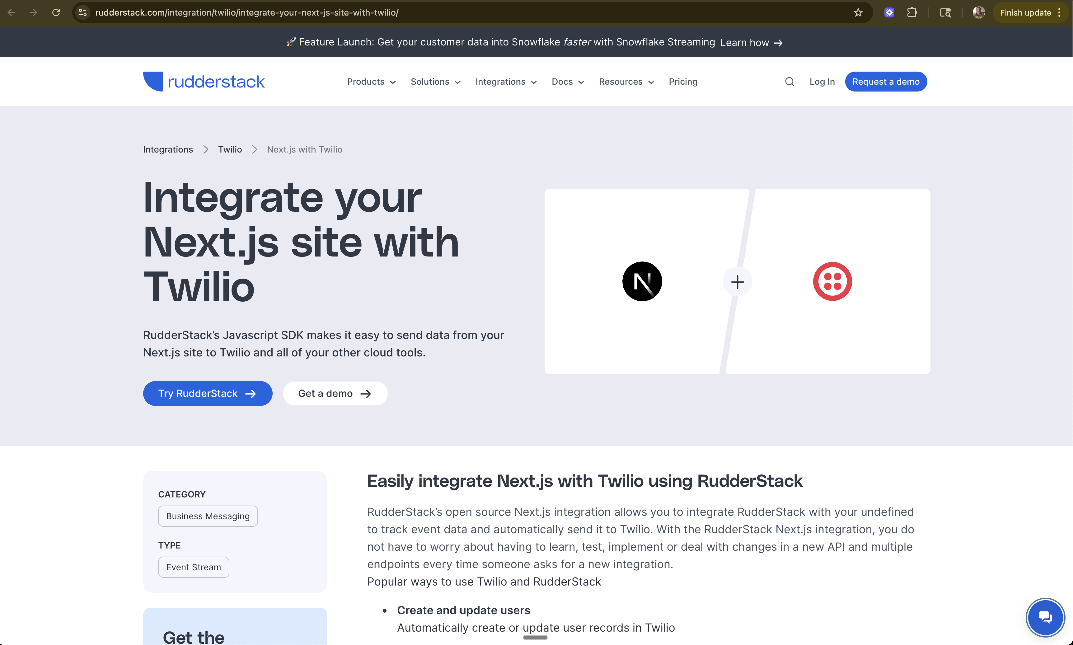 Source/Destination Integration Pages
